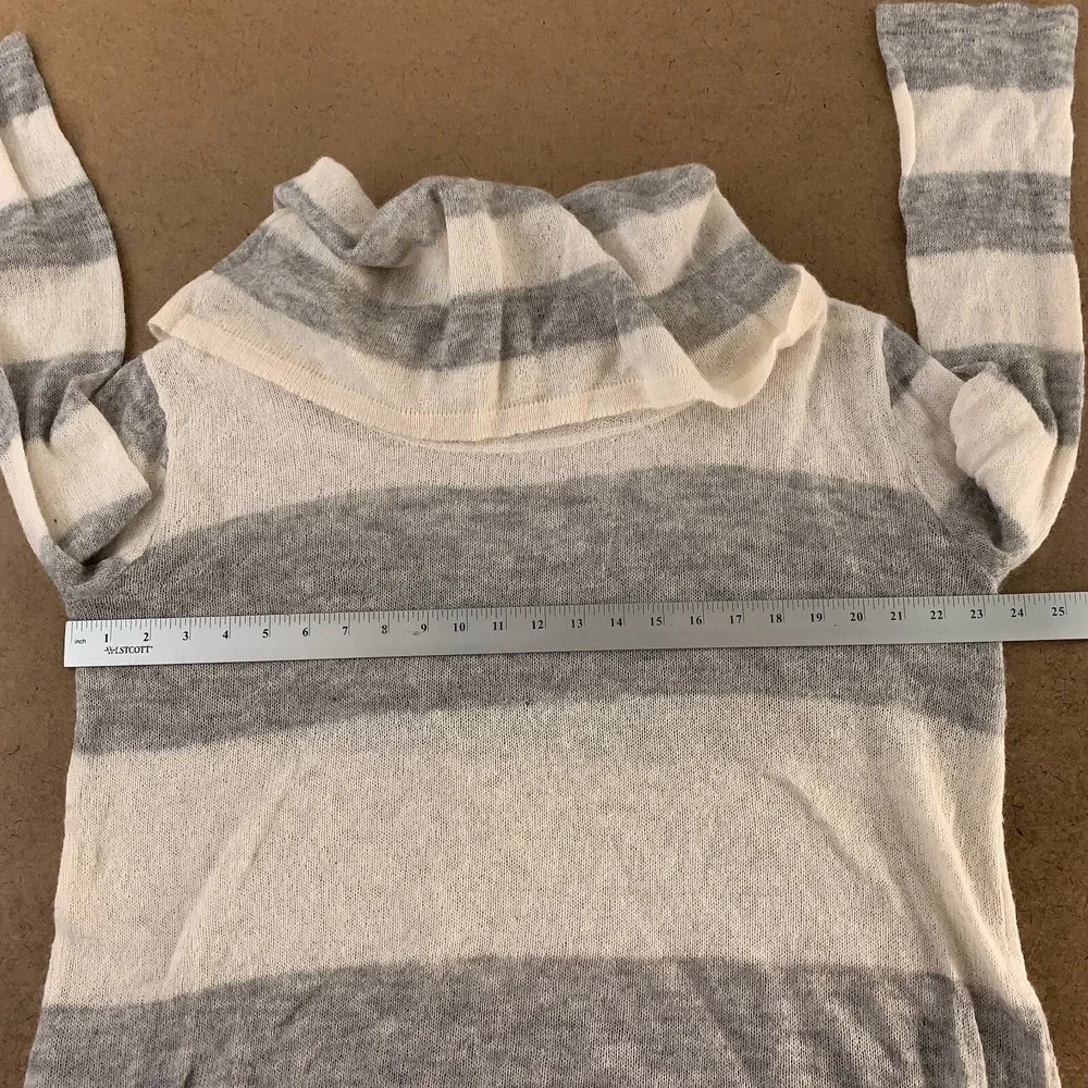 Free People Womens Pullover Sweater‎ Gray Striped Long Sleeve Cowl Neck L New